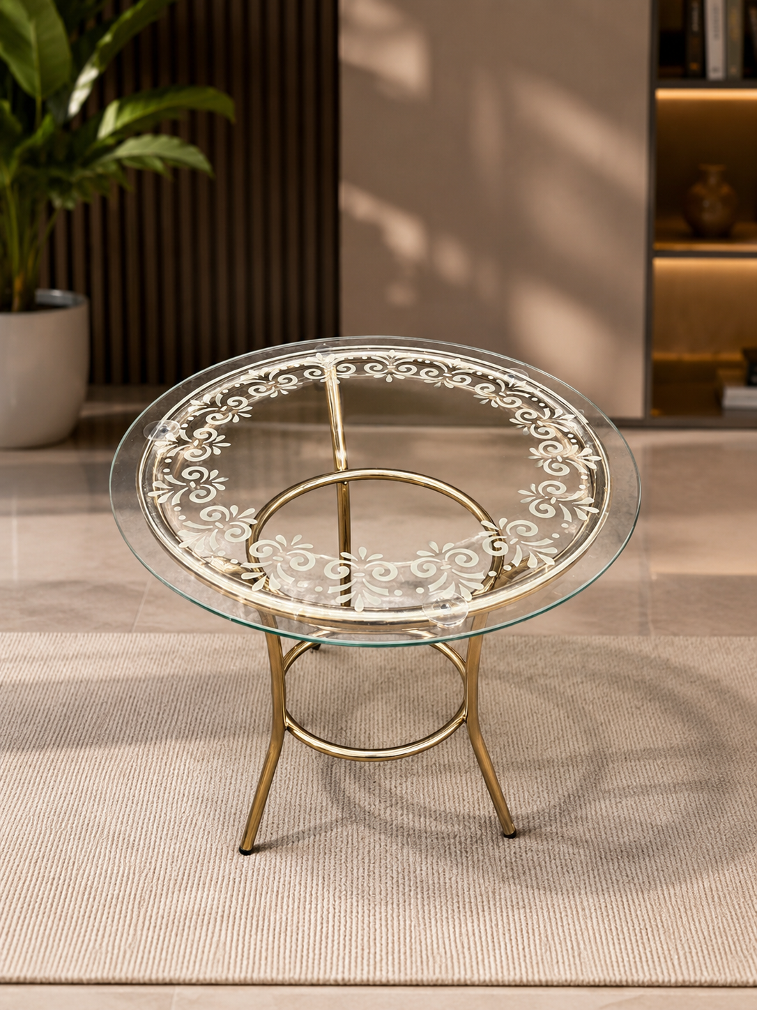 Modern Round Glass Center Table with Chrome Finish