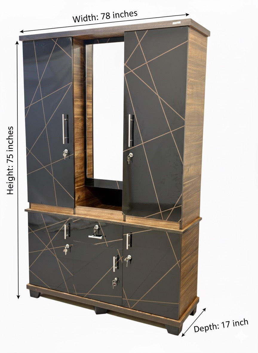 WARDROBE 3 DOOR DRAWER DRESSING UV 2937