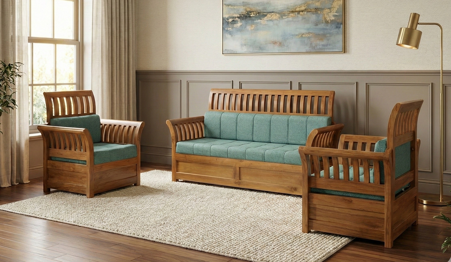 Traditional Curved-Arm 5-Seater Set