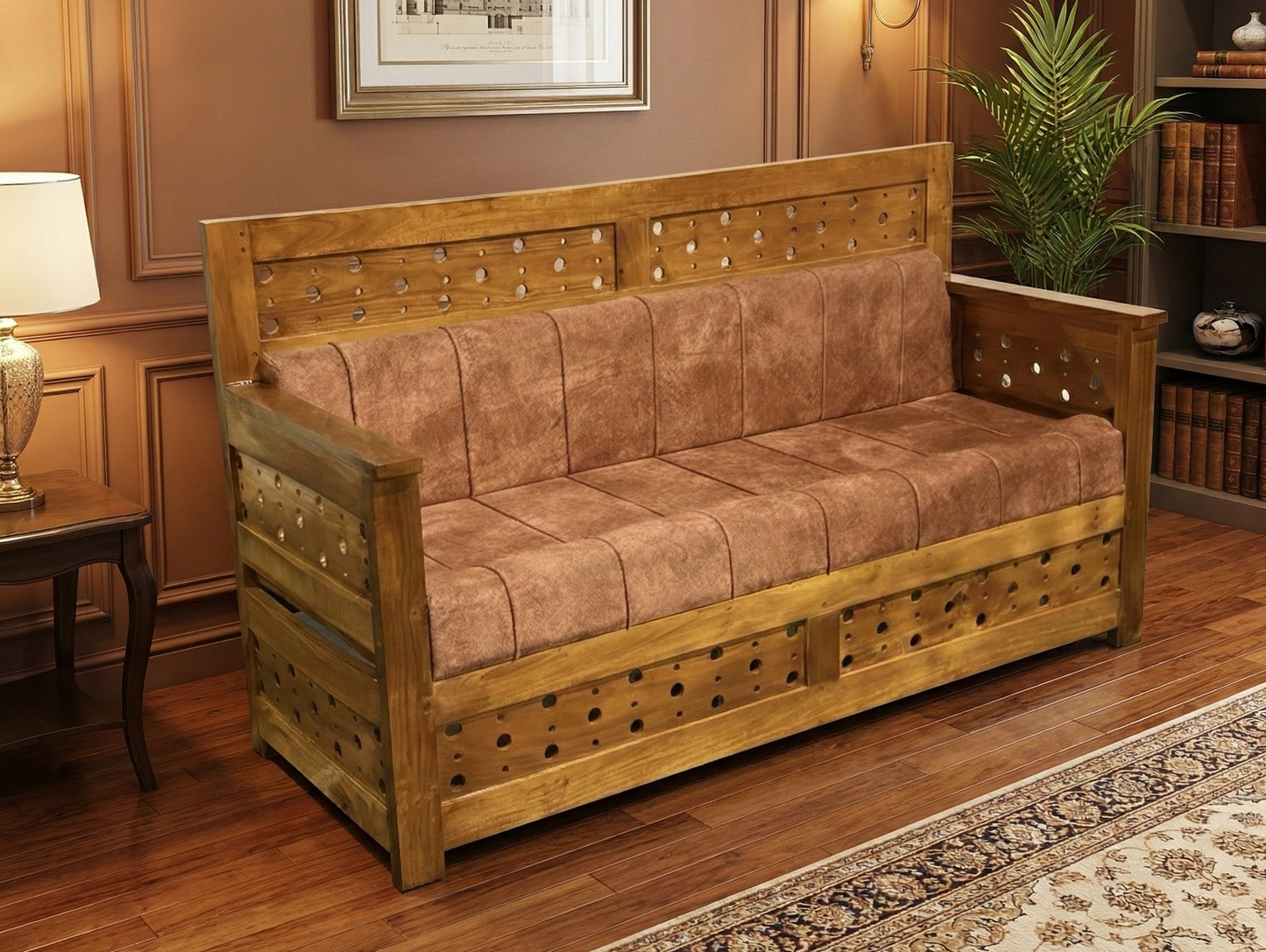 3 SEATER GST 336 ORCHID HALF CUSHION ACACIA WOODEN 2882