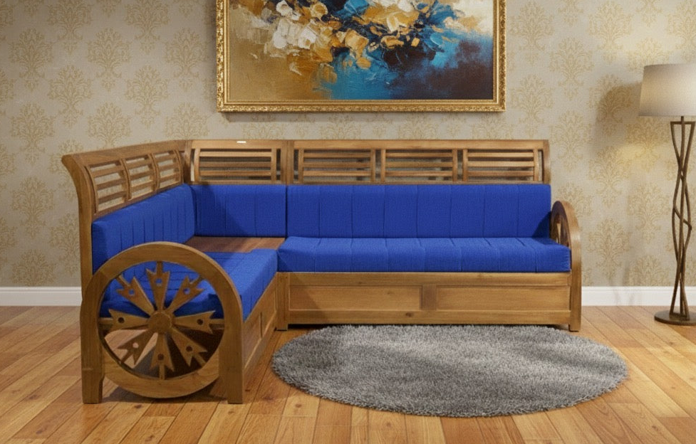 2+2+1+ CORNER CHARUPADY ACACIA WOODEN SETTY 2564