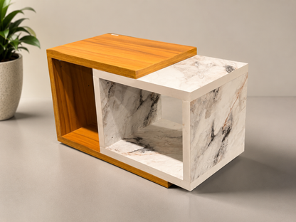 Modern Two-Tone Wooden Coffee Table with Open Storage