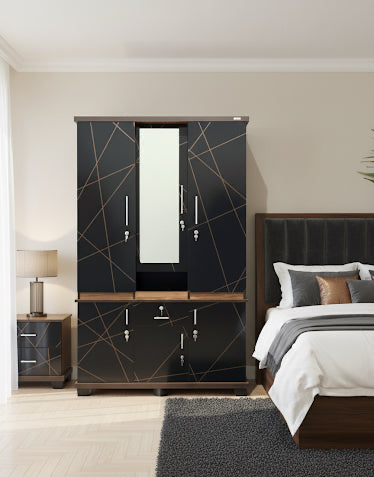 WARDROBE 3 DOOR DRAWER DRESSING UV 2937