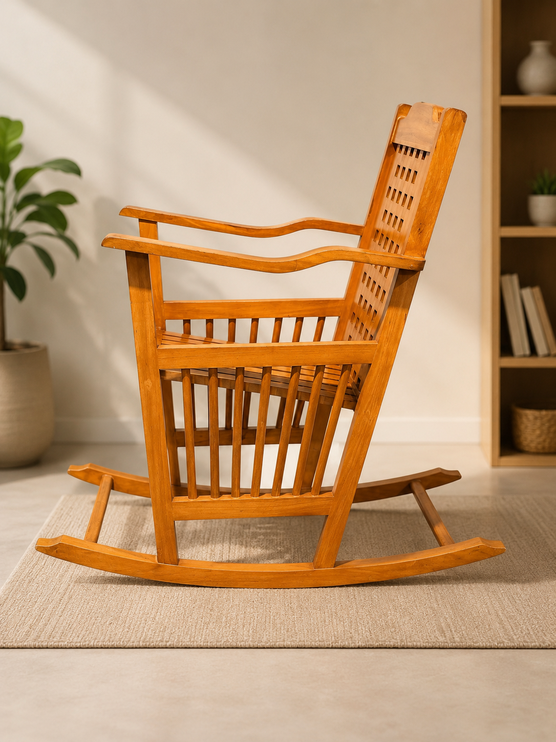 Wooden Rocking Chair – Premium Solid Wood Indoor Relaxing Chair