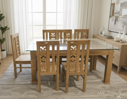 DINING TABLE 6X3 ARROW CNC CUT ACACIA 2345
