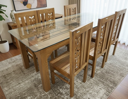 DINING TABLE 6X3 ARROW CNC CUT ACACIA 2345
