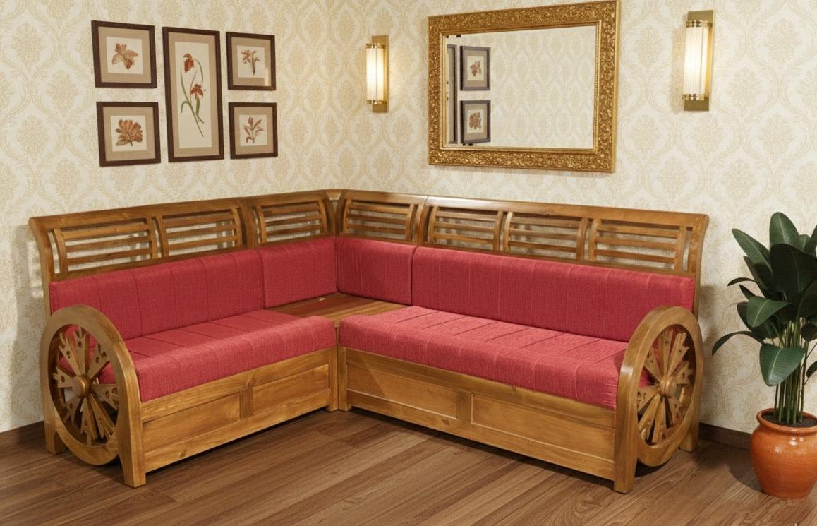 3+2+ CORNER CHAKRA ACACIA WOODEN SETTY 2210