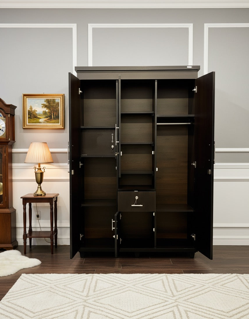 WARDROBE 3 DOOR WITH DRESSING BLACK 1229