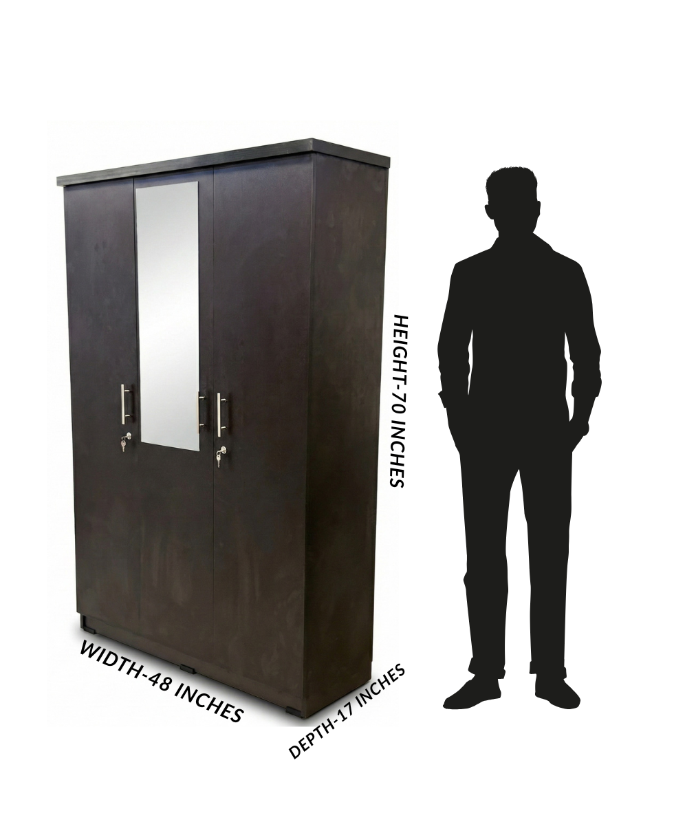 WARDROBE PLAIN 3 DOOR WOOD 2526