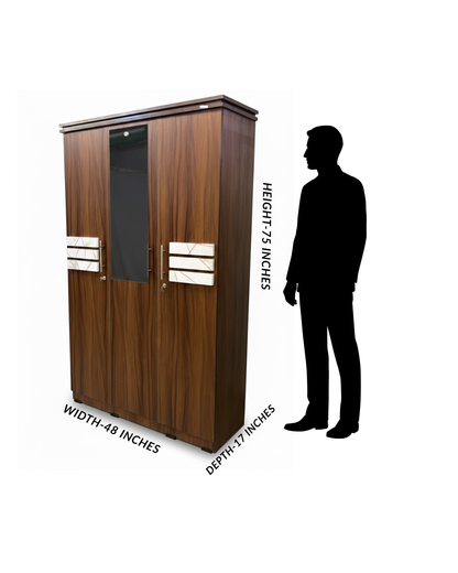 WARDROBE 3 DOOR PLAIN LEATHER BLACK 6X4 2152
