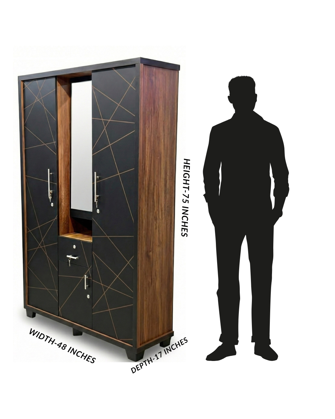 WARDROBE 3 DOOR DRAWER DRESSING UV 2937