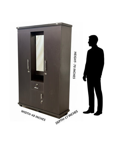 WARDROBE 3 DOOR WITH DRESSING BLACK 1229
