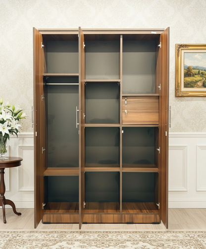 WARDROBE 3 DOOR PLAIN LEATHER BLACK 6X4 2152