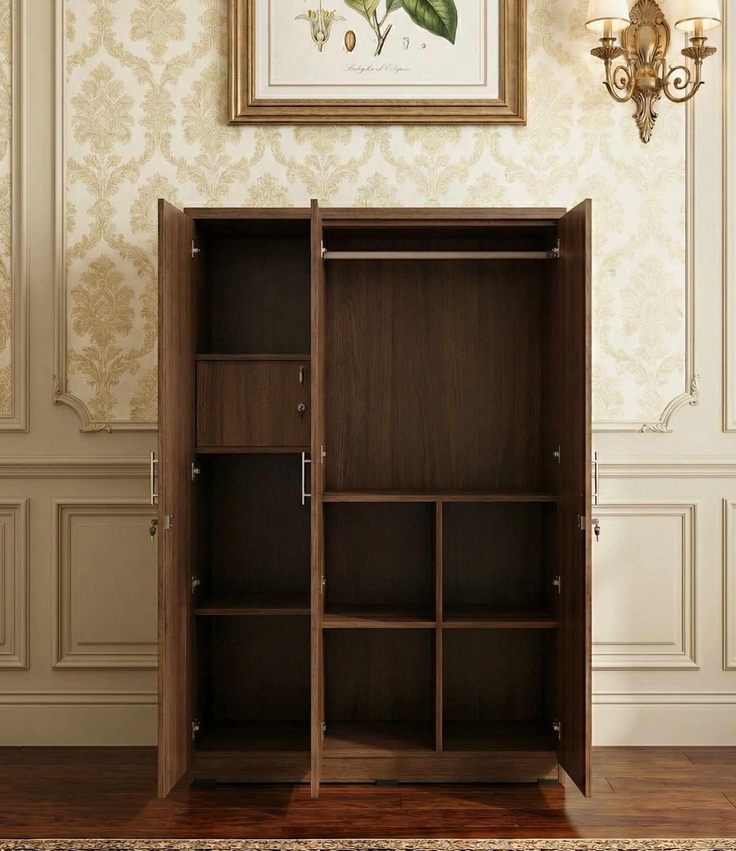 WARDROBE PLAIN 3 DOOR WOOD 2526