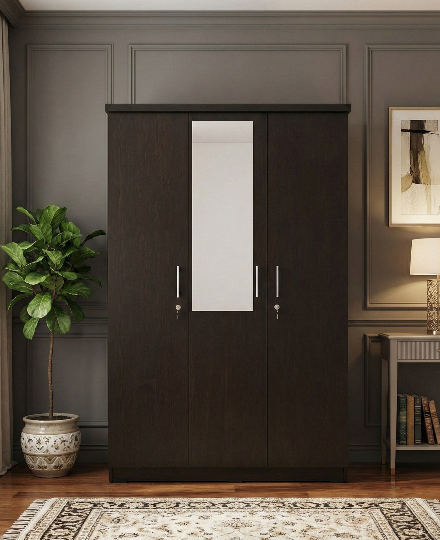 WARDROBE PLAIN 3 DOOR WOOD 2526
