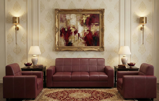 Modern Maroon 3+1+1 Lounge Sofa Set