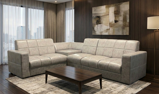 Modern L-Shaped Sectional Corner Sofa in Stone Grey