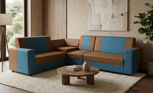 Premium L-shape sofa with Vibrant Blue Accents
