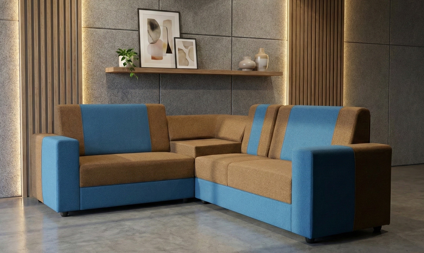 Premium L-shape sofa with Vibrant Blue Accents