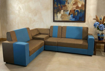Premium L-shape sofa with Vibrant Blue Accents