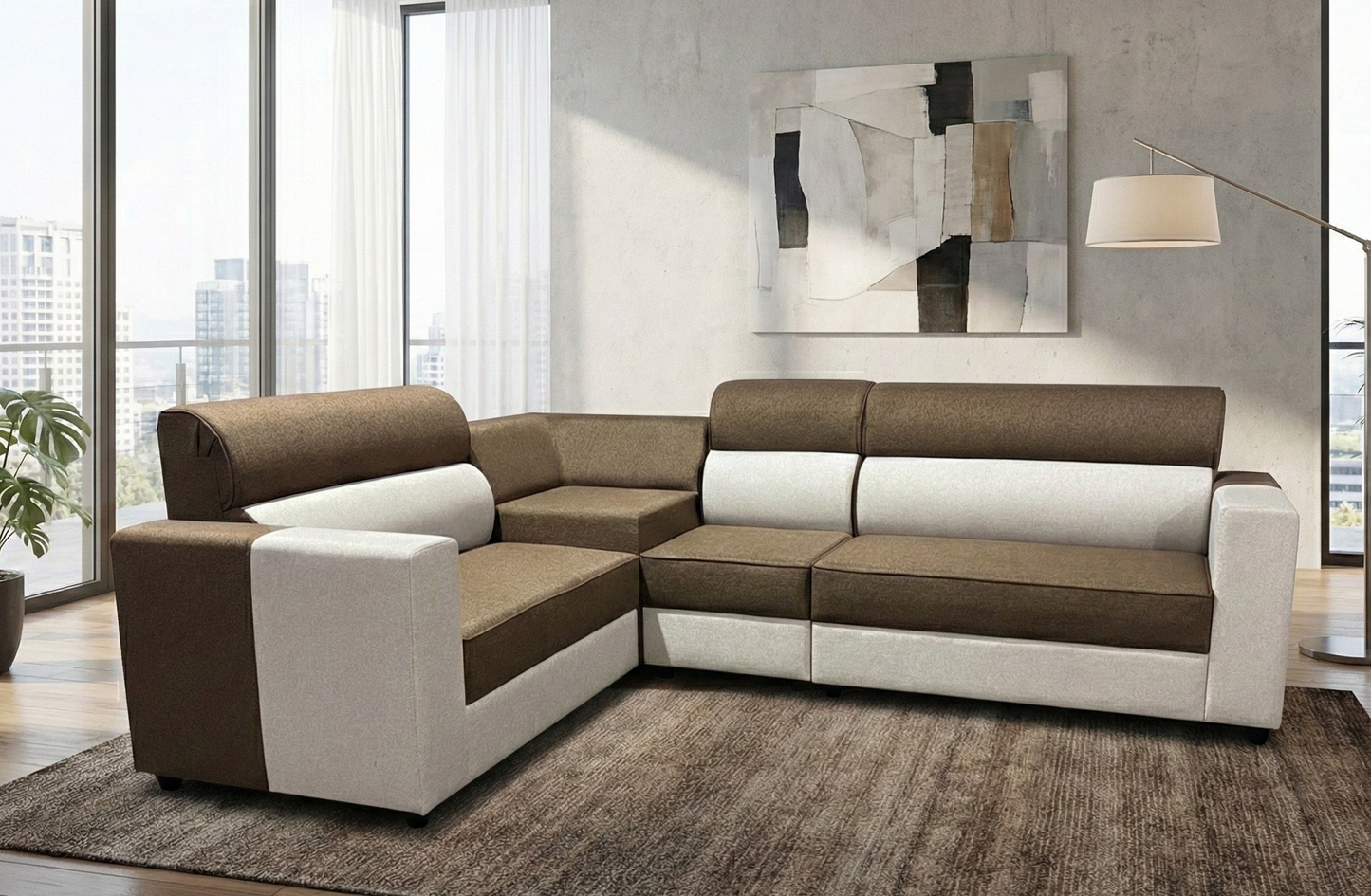 MODERN DUAL TONE L- SHAPED CORNER SOFA