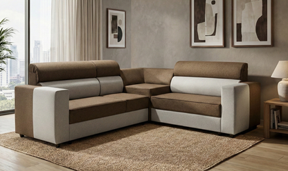 MODERN DUAL TONE L- SHAPED CORNER SOFA