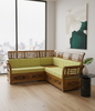 Royal Teak Wood L-Shaped Sofa | Handcrafted Traditional Carved 5-Seater