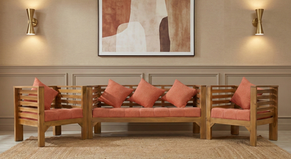 Modern Horizontal Slat 5-Seater Living Room Set