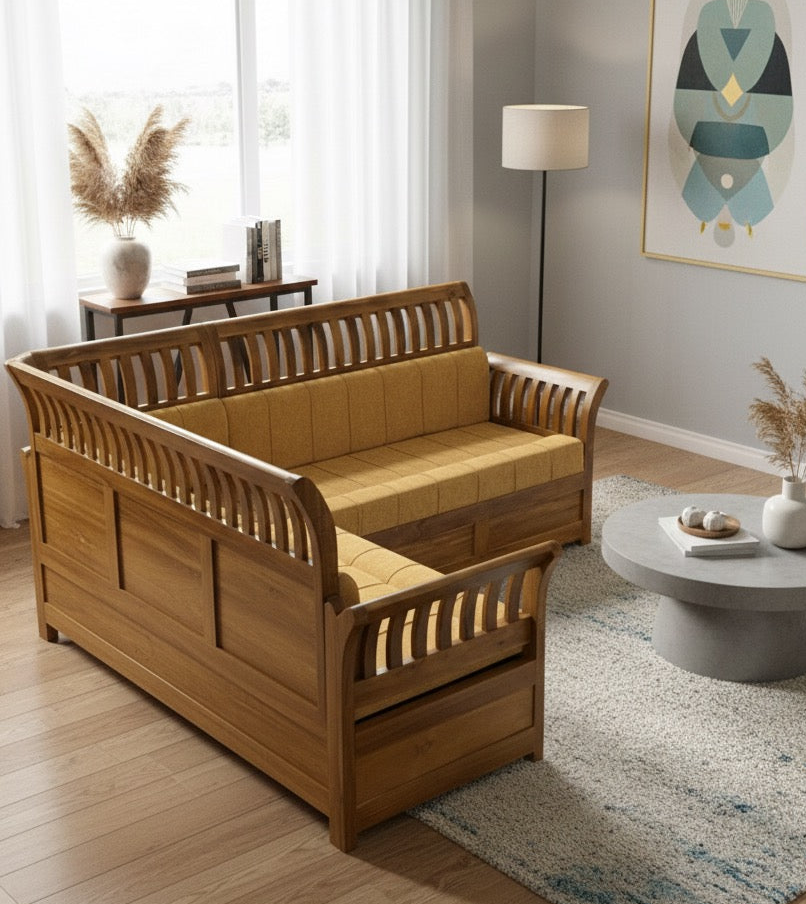 3+2+ CORNER CHARUPADY ACACIA WOODEN SETTY 2209