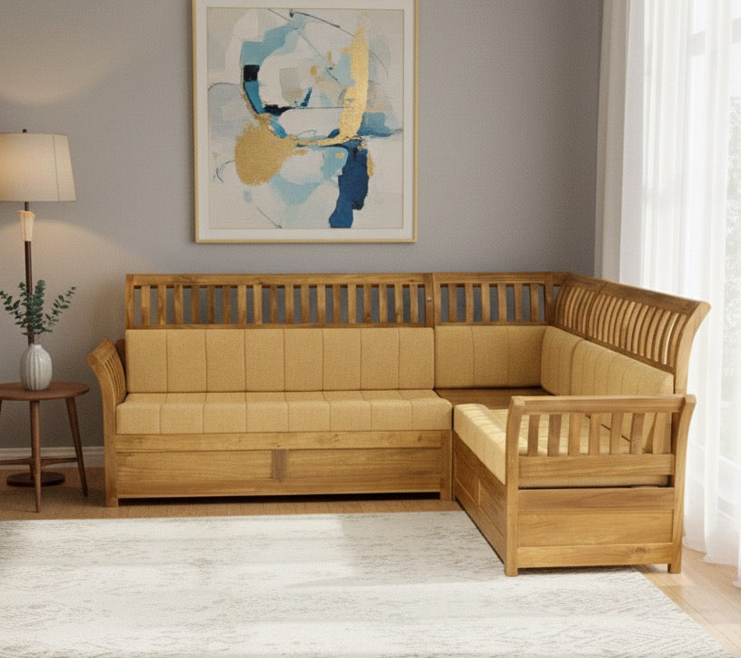3+2+ CORNER CHARUPADY ACACIA WOODEN SETTY 2209
