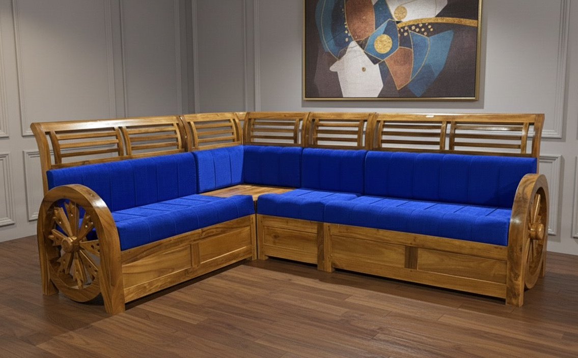 2+2+1+ CORNER CHARUPADY ACACIA WOODEN SETTY 2564