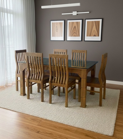 DINING TABLE 6X3 CNC LEAF CUT ACACIA 2344