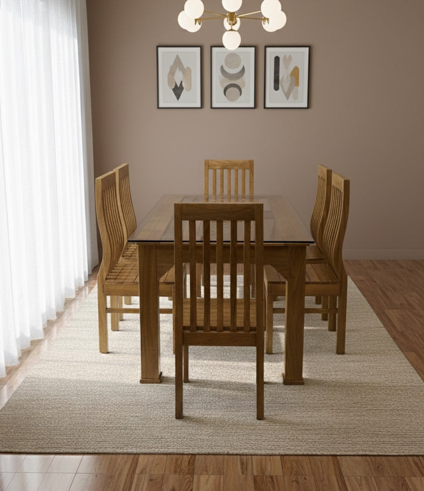 DINING TABLE 6X3 CNC LEAF CUT ACACIA 2344