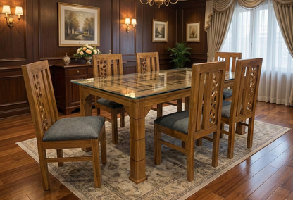 6X3.5 CNC NET CUTTING ACACIA DINING TABLE 2385
