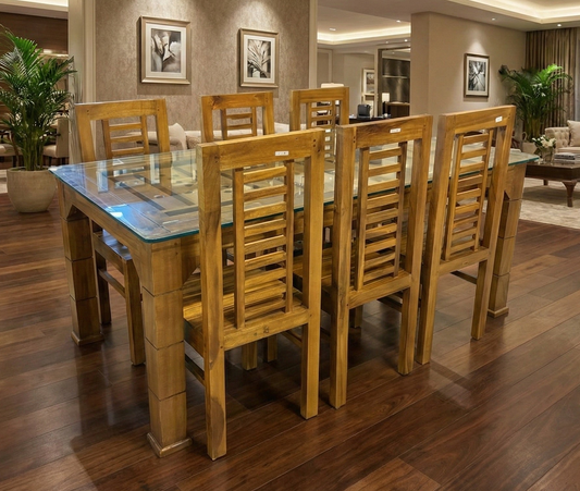 6X3.5 CNC NET CUTTING ACACIA DINING TABLE 2385