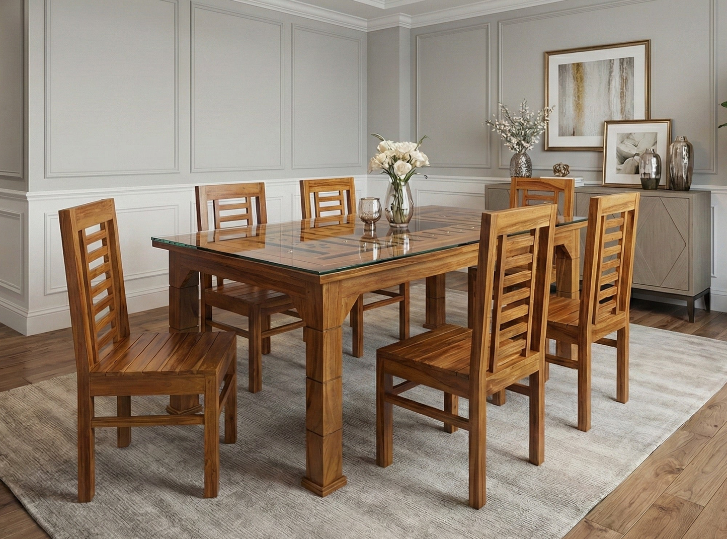 6X3.5 CNC NET CUTTING ACACIA DINING TABLE 2385