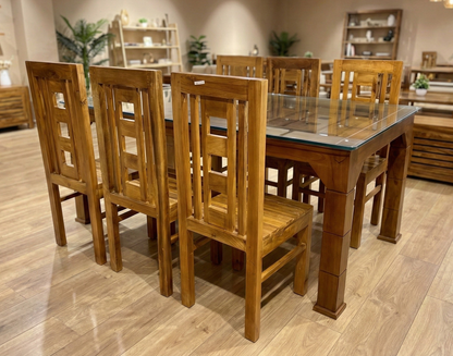 6X3.5 FLOWER CUT ACACIA DINING TABLE 2384