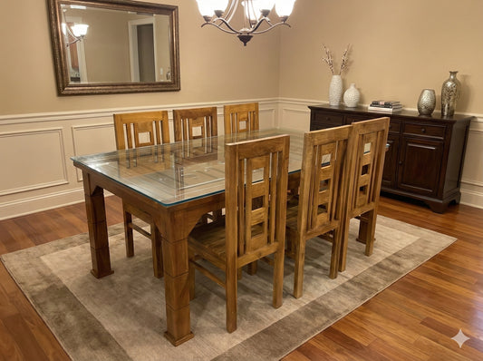 6X3.5 FLOWER CUT ACACIA DINING TABLE 2384