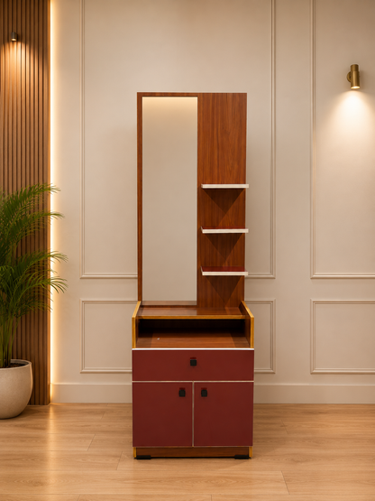 Modern Walnut Dressing Table with Mirror