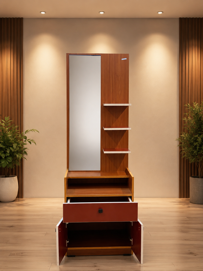 Modern Walnut Dressing Table with Mirror