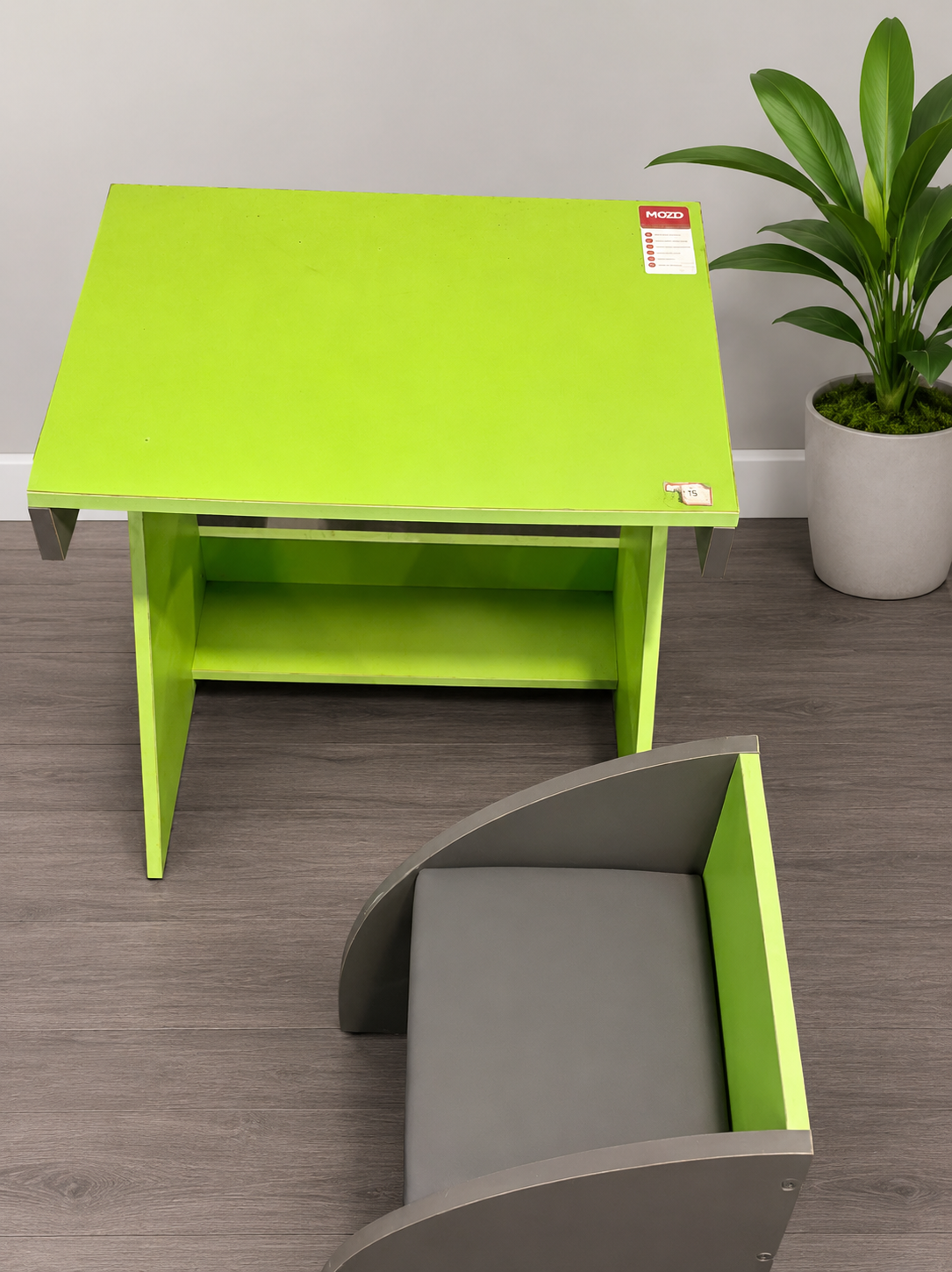 Modern Kids Study Table & Chair Set – Green & Grey