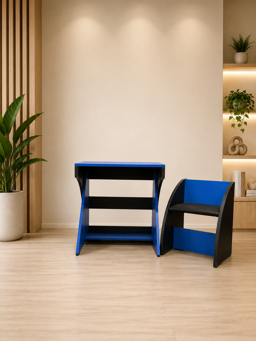 Blue Study Table & Chair Set – Space Saving Design