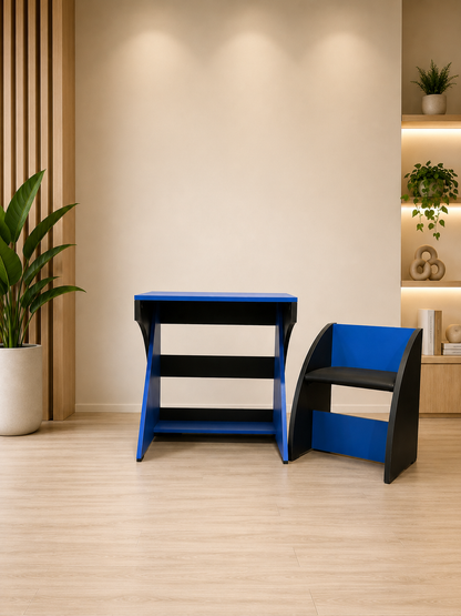 Blue Study Table & Chair Set – Space Saving Design