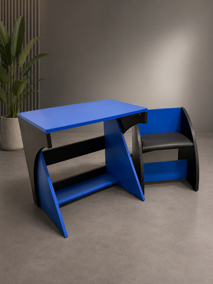 Blue Study Table & Chair Set – Space Saving Design