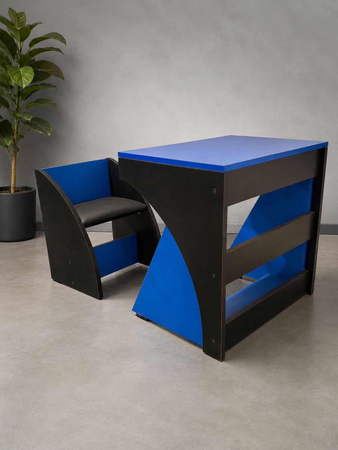 Blue Study Table & Chair Set – Space Saving Design