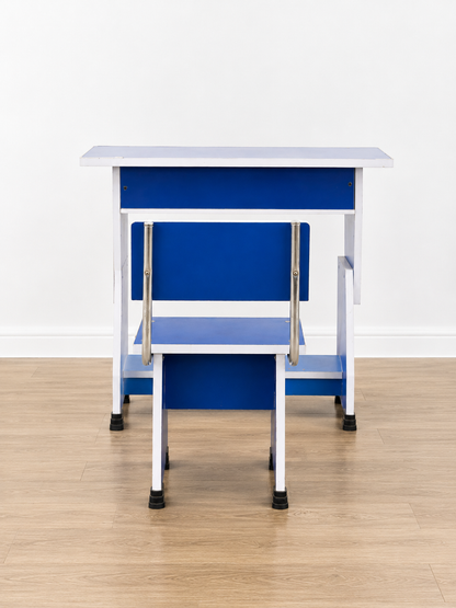 Premium Blue & White School Desk and Chair Set | Student Study Table