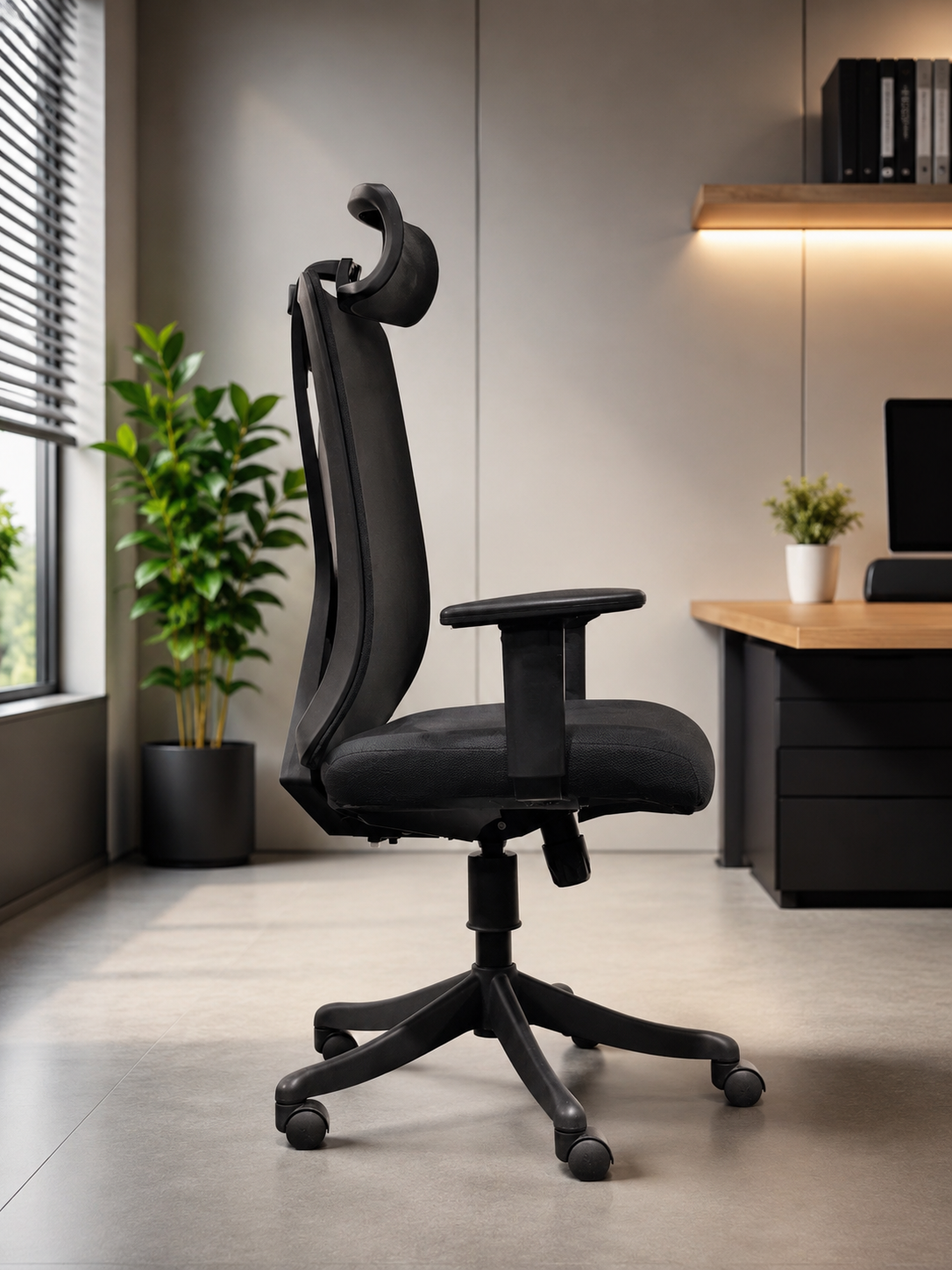 Ergonomic High Back Mesh Office Chair with Adjustable Headrest & Armrests – Black