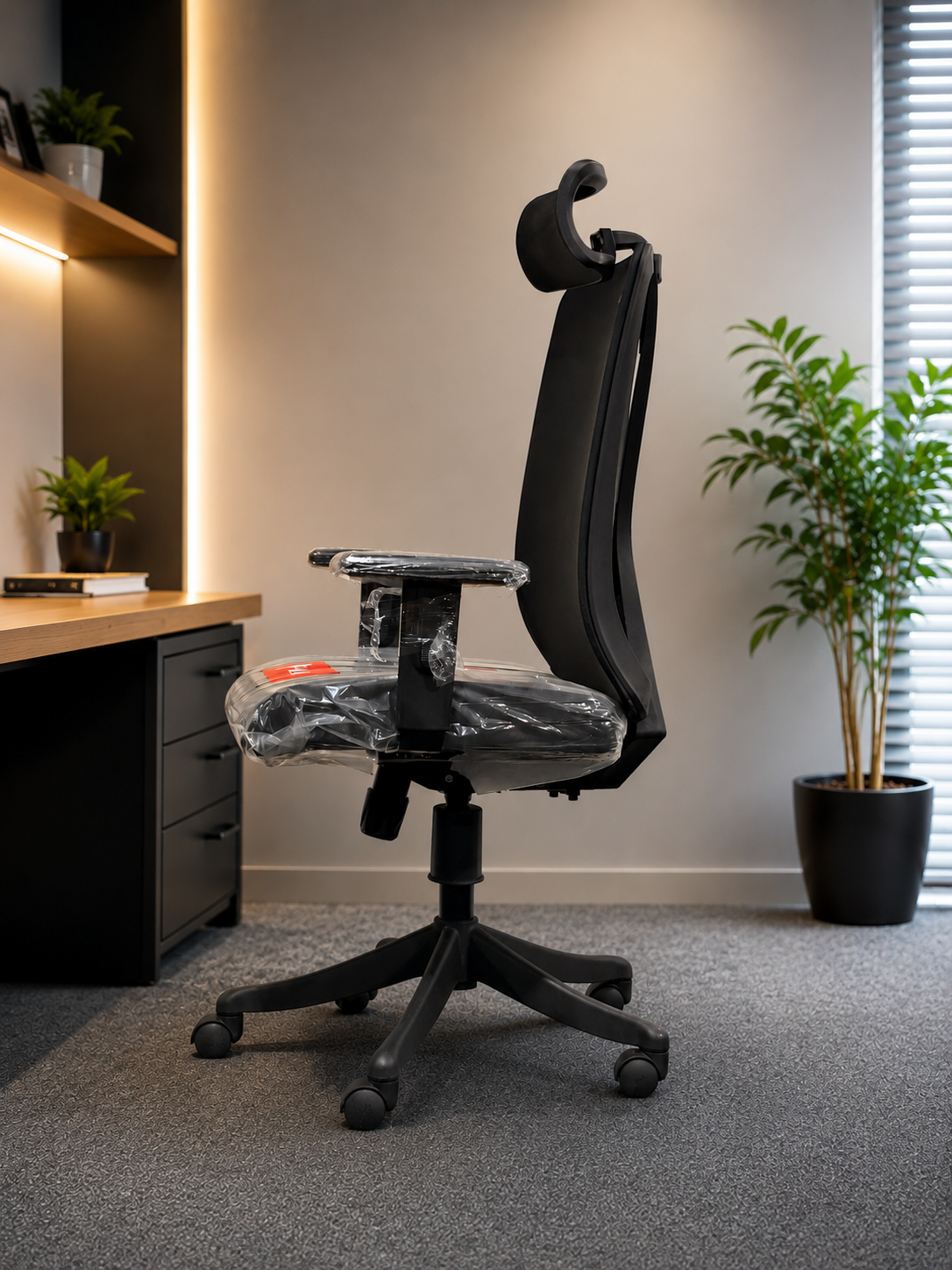 Ergonomic High Back Mesh Office Chair with Adjustable Headrest & Armrests – Black